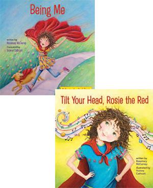 book covers of Being Me and Title Your Head Rosie the Red