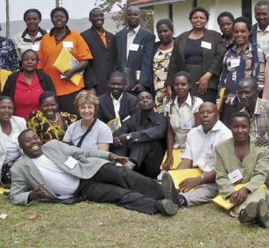etfo members posing with ugandan teachers