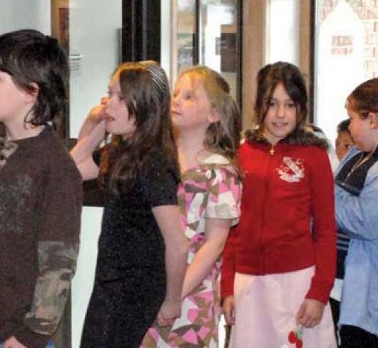 children standing in line