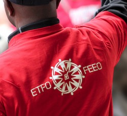ETFO FEEO representative at rally