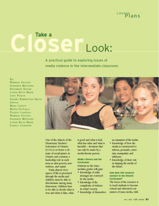 first page of curriculum fall 2001