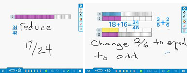 2 graphics showing fractions