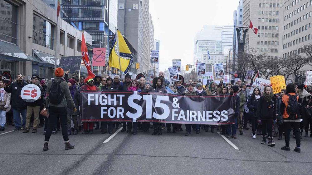 Protestors protesting $15 wage