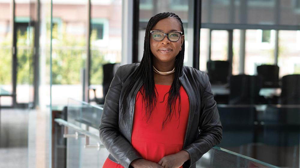 Karen Brown posing in ETFO head office