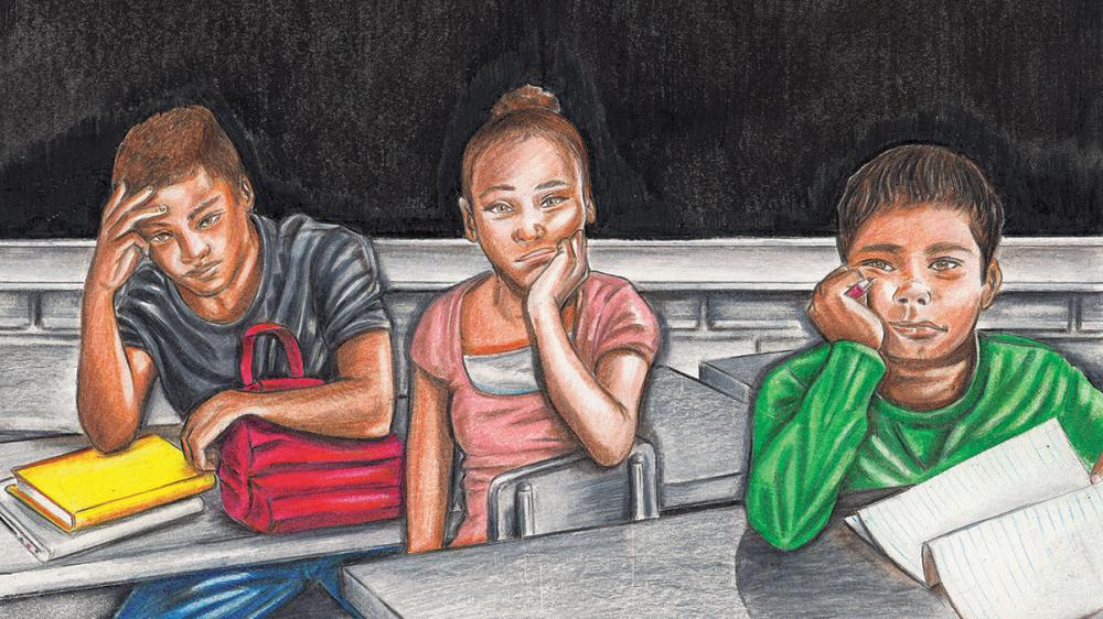 Illustration of black children in classroom