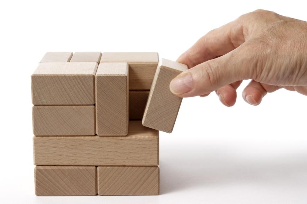 stock photo of cube made up of small rectangular blocks