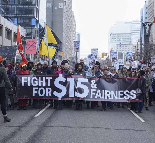 Protestors protesting $15 wage