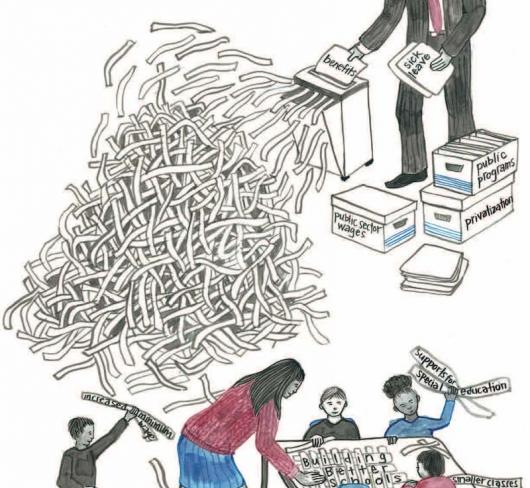 illustration of children playing with shredded documents