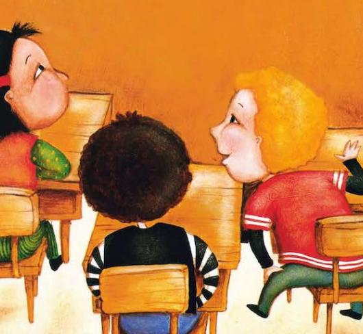 cartoon of kids in classroom