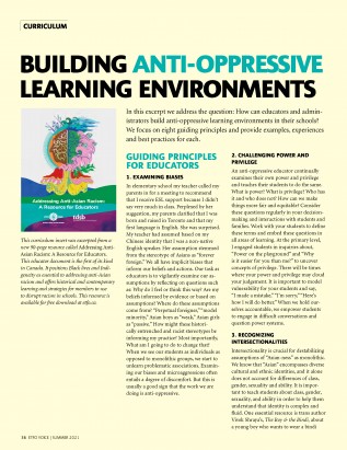 Cover of ETFO Voice Summer 2021 curriculum