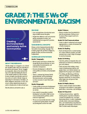 Cover of Grade 7: The 5 Ws of Environmental Racism